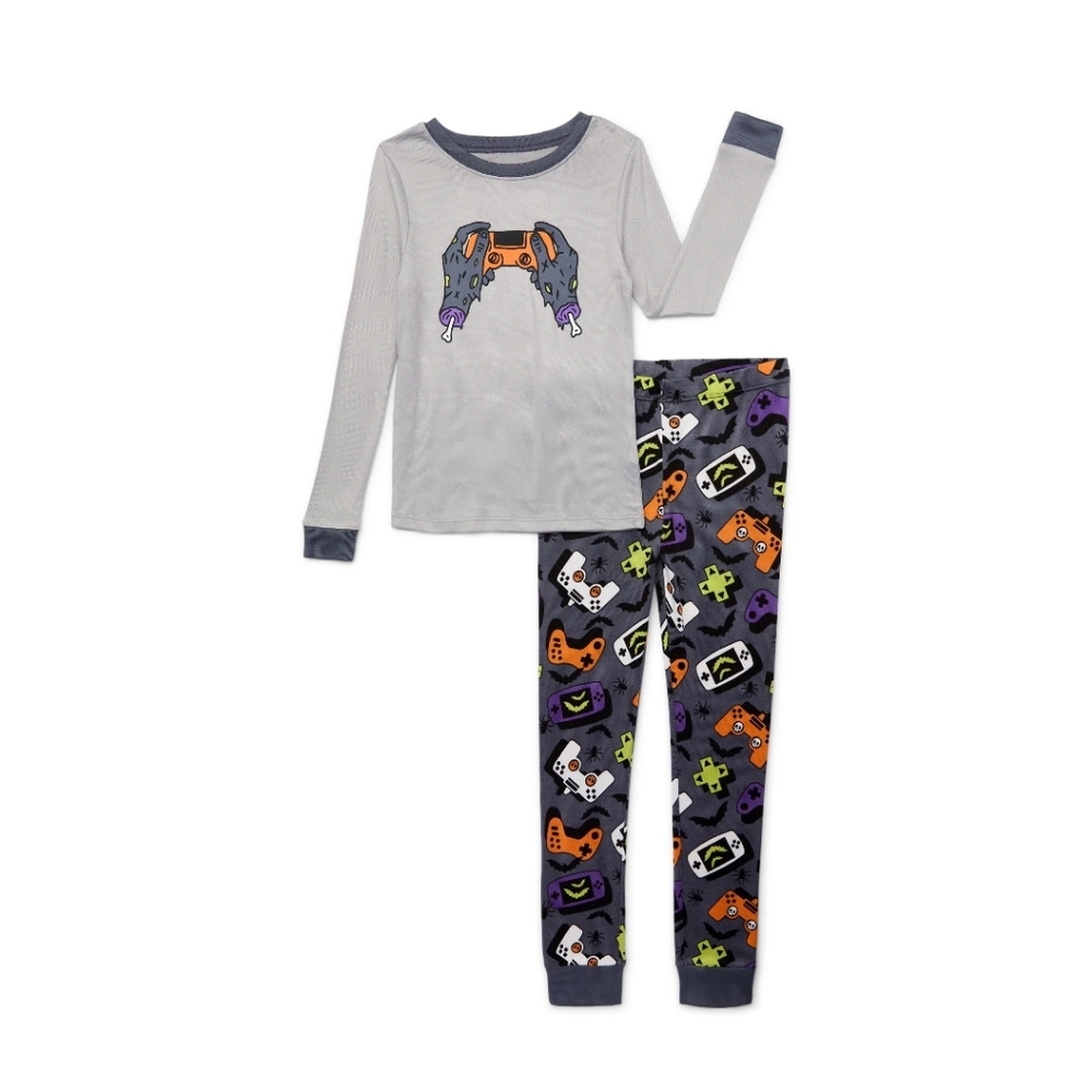 Wonder Nation Boys Size 5 Halloween Long Sleeve Top and Pants, 2-Piece Sleep PJ